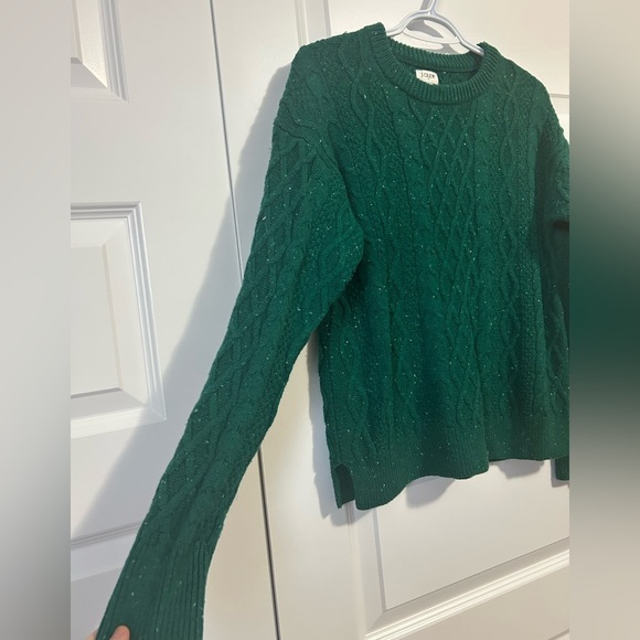 J. Crew Donegal Cable Crewneck Festive Green Sweater - Picture 4 of 7